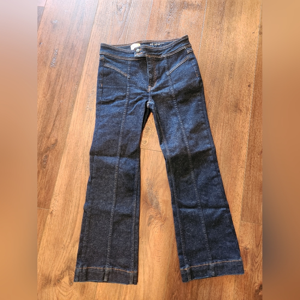 Pilcro Night Indigo Wide Leg Wide Cuff Vintage Style Jeans 70's Vibe Sz 29 NWOT